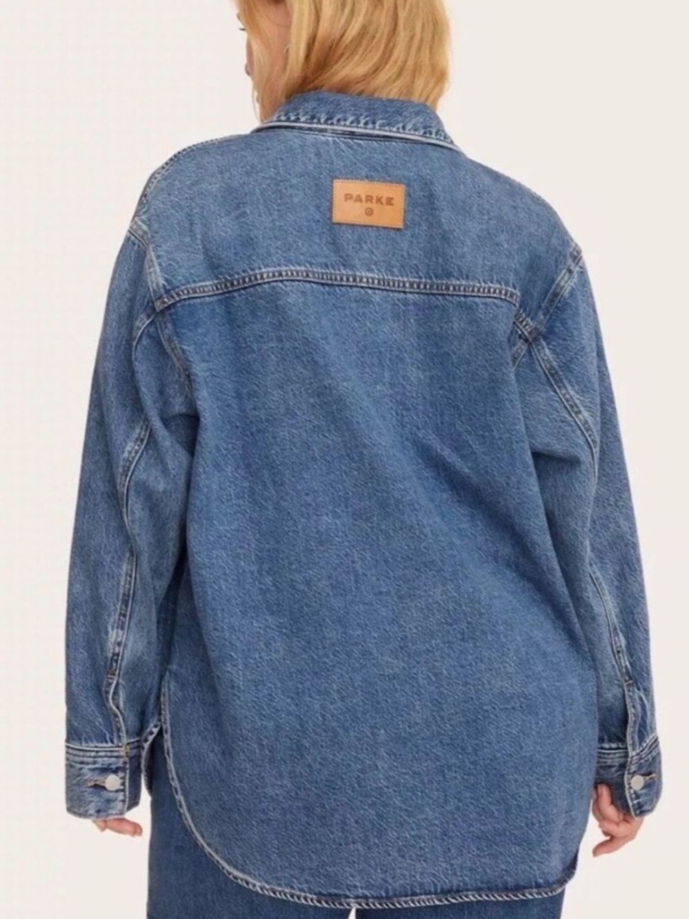 Parke X Target Light Wash Long Sleeve Jacket Denim Shacket Shirt Small - Picture 2 of 11
